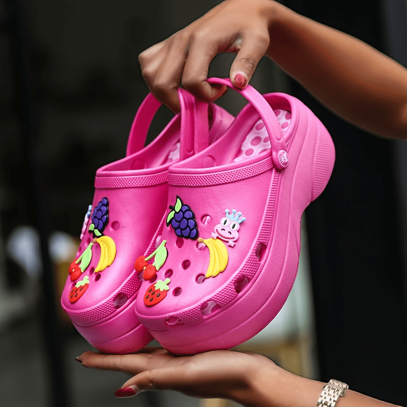 womens trendy platform clogs cute cartoon decor hollow out slide sandals fashion outdoor beach garden shoes details 27