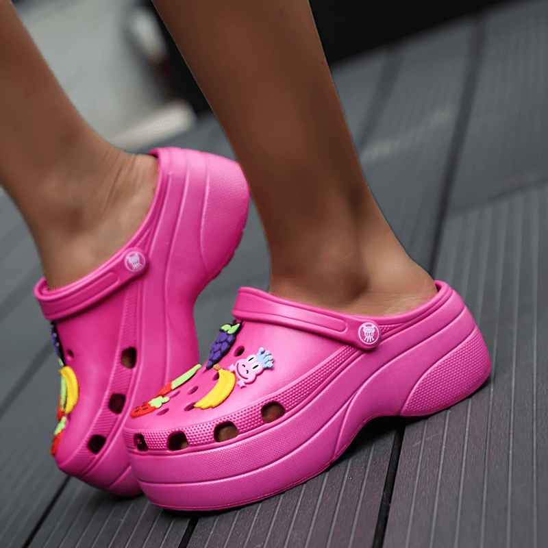 womens trendy platform clogs cute cartoon decor hollow out slide sandals fashion outdoor beach garden shoes details 30