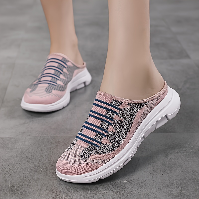 womens breathable knit mule sneakers casual slip on outdoor shoes lightweight comfortable shoes details 4