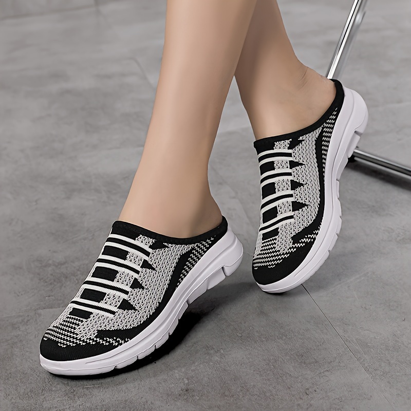 womens breathable knit mule sneakers casual slip on outdoor shoes lightweight comfortable shoes details 7