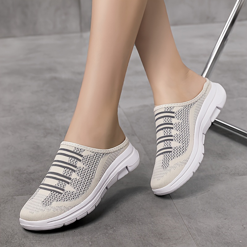 womens breathable knit mule sneakers casual slip on outdoor shoes lightweight comfortable shoes details 9